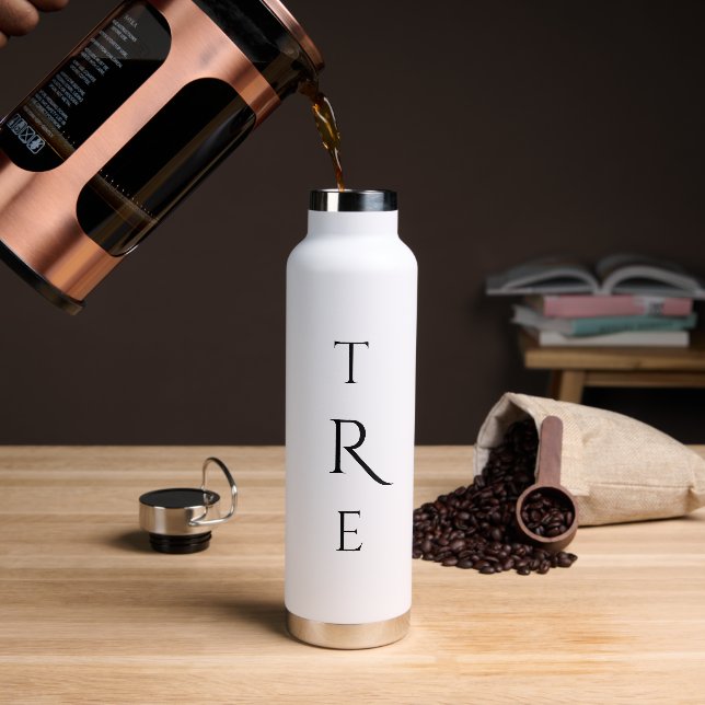 Chic Monogram auf Weiß Trinkflasche (Kaffee)