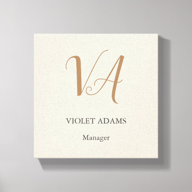 Chic monogram beruflich minimalistischer Name Leinwanddruck (Vorderseite)