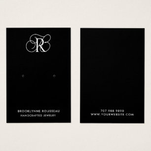 Chic Monogram Black Earring Display Card
