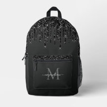 Chic Monogram Black Glitzer Tropfen