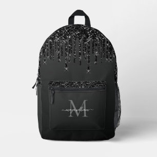 Chic Monogram Black Glitzer Tropfen Bedruckter Rucksack
