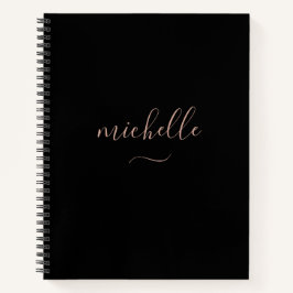 Chic Monogram Black Gold Script Notizbuch