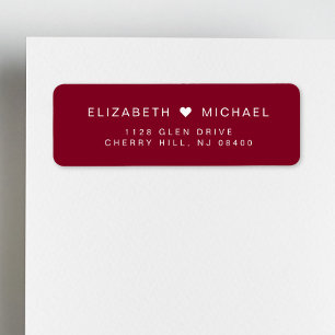 Chic Monogram Burgundy Wedding Rücksendeadresse