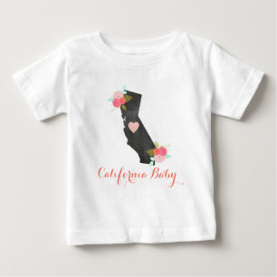 Chic Monogram California Staat & Heart Baby Girl Baby T-shirt