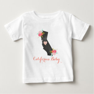 Chic Monogram California Staat & Heart Baby Girl T-shirt