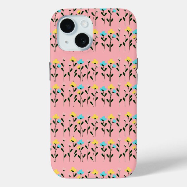 Chic Monogram Chic Graues Floral Pattern Case-Mate iPhone Hülle (Rückseite)