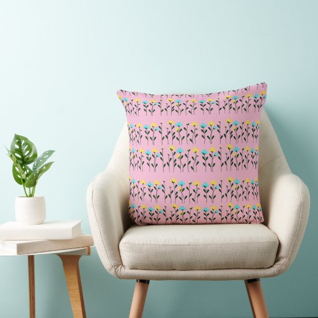 Chic Monogram Chic Graues Floral Pattern Kissen (Stuhl )