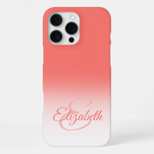 Chic Monogram Coral Ombre Vorname Initial iPhone 16 Pro Max Hülle