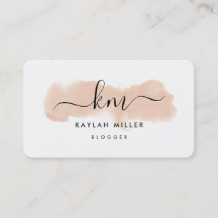 CHIC MONOGRAM elegante Initialen rosa Aquarellfarb Visitenkarte