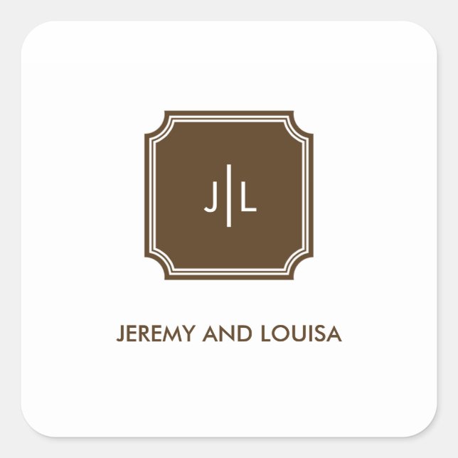 Chic Monogram-Geschenkanhänger Quadratischer Aufkleber (Vorderseite)
