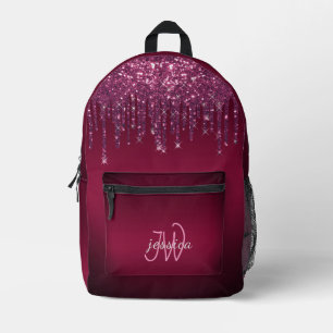 Chic Monogram Girly Hot Pink Glitzer Tropfen Bedruckter Rucksack