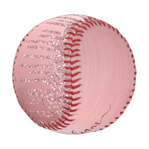 Chic Monogram Girly Rose Gold Glitzer Tropfen Baseball