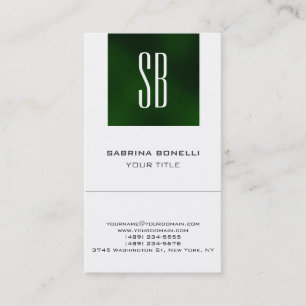 Chic Monogram Green White Niedlich Business Card Visitenkarte