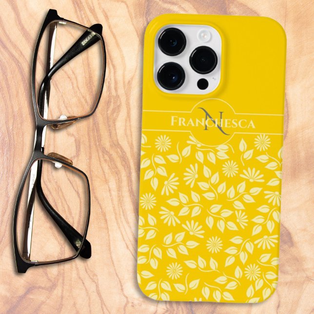 Chic Monogram Individuelle Name Blätter Case-Mate iPhone Hülle (Von Creator hochgeladen)