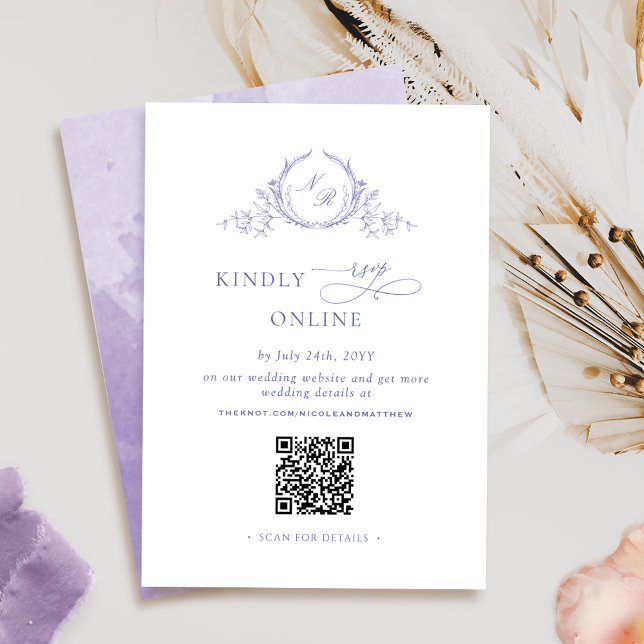 Chic Monogram Lavender Lila UAWG Online QR-Code Begleitkarte (Von Creator hochgeladen)