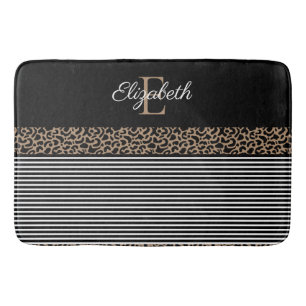 Chic Monogram Leopard Print Badematte