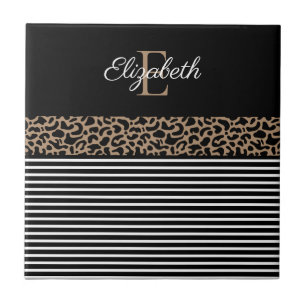 Chic Monogram Leopard Print Fliese