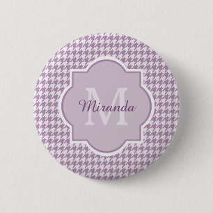 Chic Monogram Light Lila Hahnentrittmuster mit Nam Button