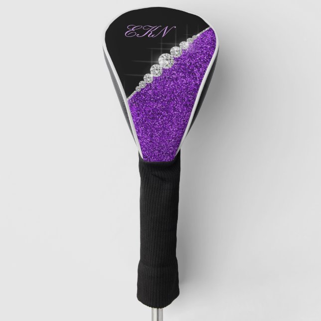 Chic Monogram Lila Glitzer Diamonds Golf Headcover (Vorderseite)