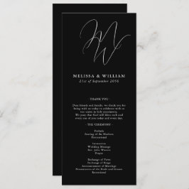 Chic Monogram Modern Black & White Wedding Programm