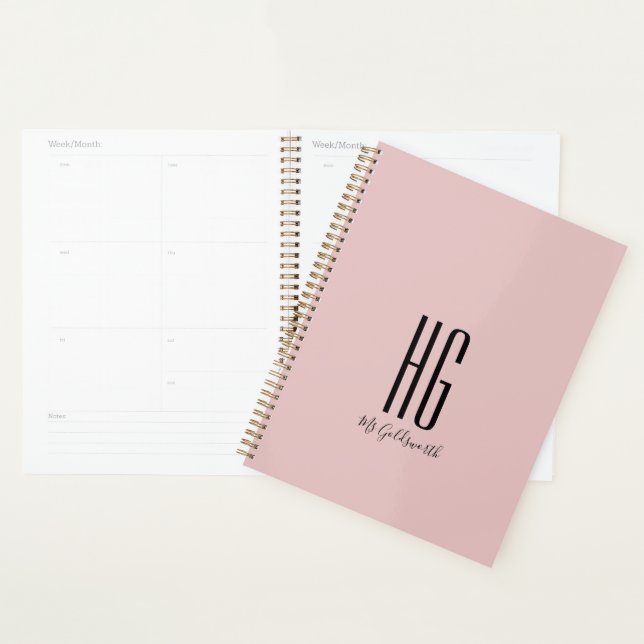 Chic Monogram Name Modern Dusty Blush Pink Planer (Anzeige)