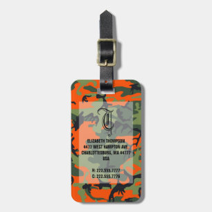 Chic Monogram Orange Camoflage Gepäckmarke Gepäckanhänger