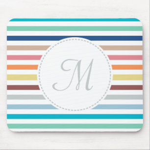 Chic Monogram Pastel Rainbow Horizontale Streifen Mousepad