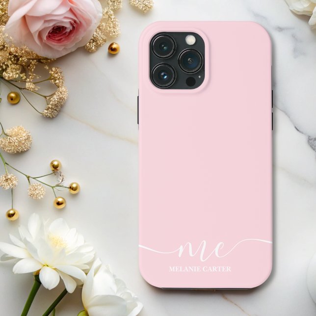 Chic Monogram Pink Elegante Feminine Minimalistisc Case-Mate iPhone Hülle (Von Creator hochgeladen)