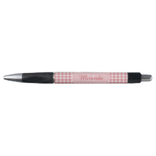 Chic Monogram Pink Hahnentrittmuster mit Name Kugelschreiber