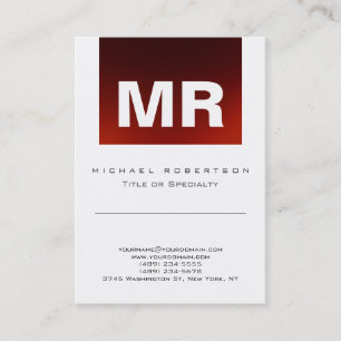 Chic Monogram Red White Niedlich Business Card Visitenkarte