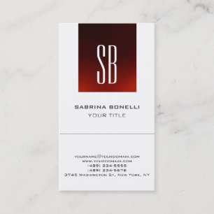 Chic Monogram Red White Niedlich Business Card Visitenkarte