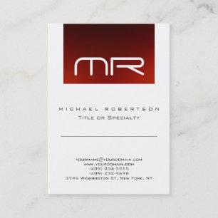 Chic Monogram Red White Niedlich Business Card Visitenkarte