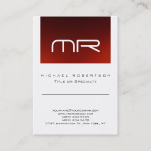 Chic Monogram Red White Niedlich Business Card Visitenkarte