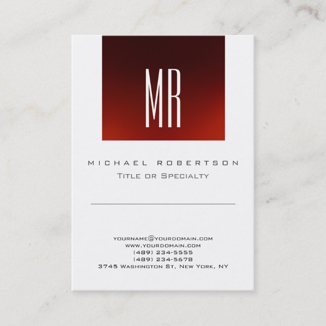 Chic Monogram Red White Niedlich Business Card Visitenkarte (Vorderseite)