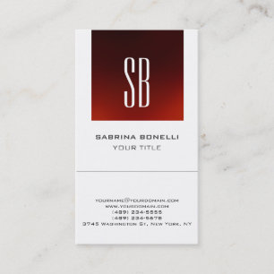 Chic Monogram Red White Niedlich Business Card Visitenkarte