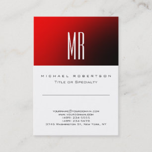 Chic Monogram Red White Niedlich Business Card Visitenkarte