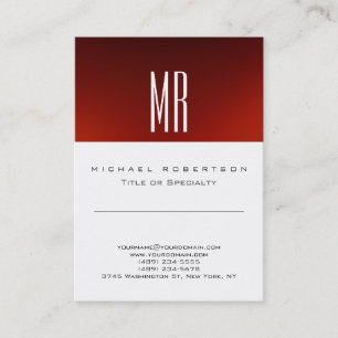 Chic Monogram Red White Niedlich Business Card Visitenkarte