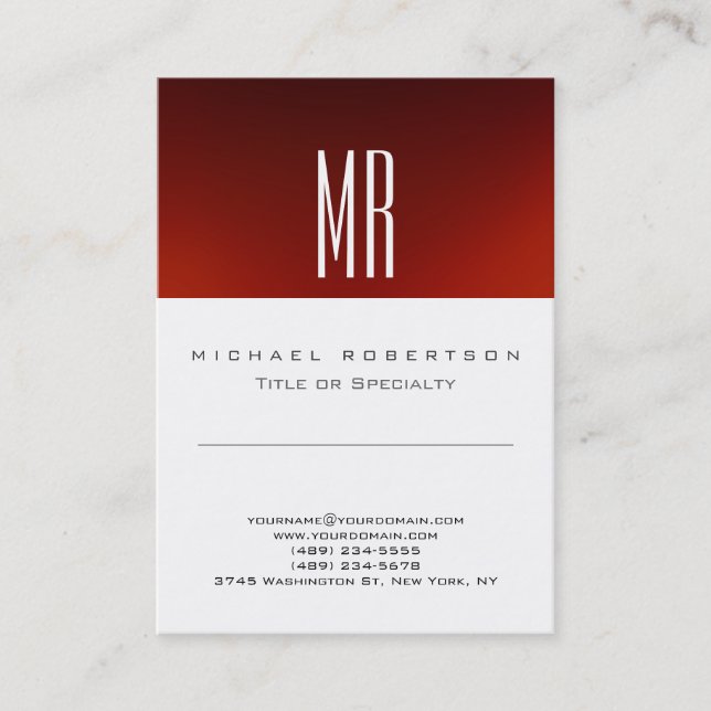 Chic Monogram Red White Niedlich Business Card Visitenkarte (Vorderseite)
