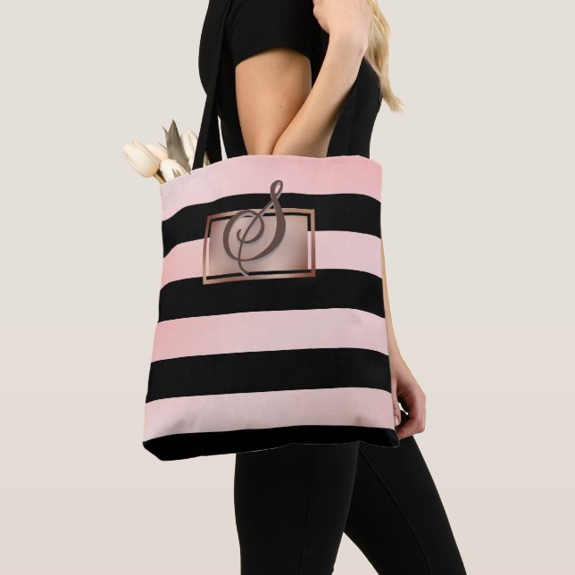 Chic Monogram Rose Gold Streifen Totbeutel (Von Nahem)
