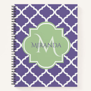 Chic Monogram Rose Pink Tan Quatrefolie und Name Notizbuch