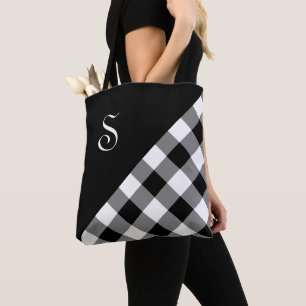 Chic Monogram Schwarz-weiß Buffalo Karo Geometrie