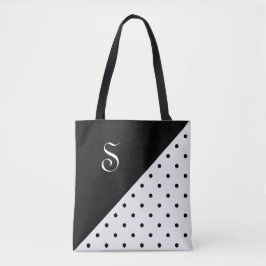 Chic Monogram Schwarz-weiß Polka Dot Geometric