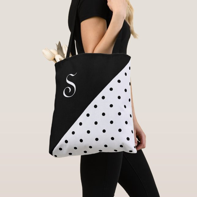 Chic Monogram Schwarz-weiß Polka Dot Geometric (Von Nahem)