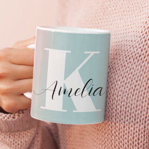Chic Monogram Script Aquamarin Kaffeetasse
