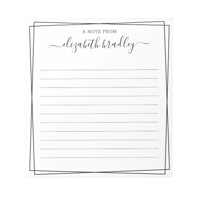 Chic Monogram Signature Script vom Schreibtisch de Notizblock (Vorderseite)