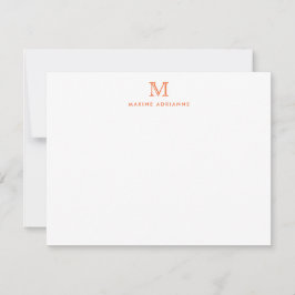 Chic Monogram Simple Formal Elegant Burnt Orange Mitteilungskarte