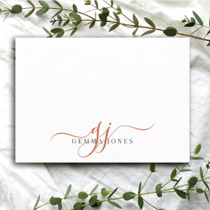 Chic Monogram Terracotta Script Initials Mitteilungskarte