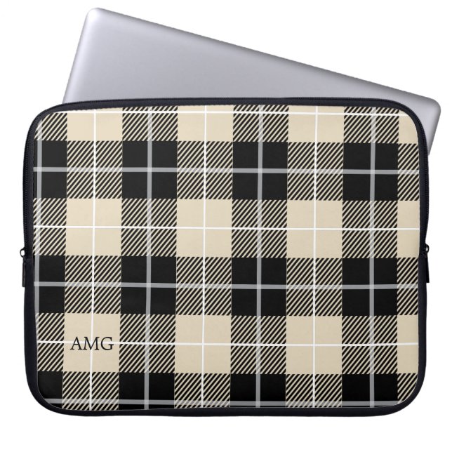 Chic Monogram Thompson Camel Kariertes Muster Laptopschutzhülle (Vorderseite)