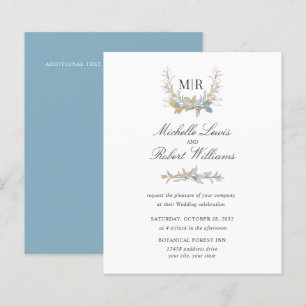 Chic Monogram Wappen Gold und blauen Blumenzwiebel