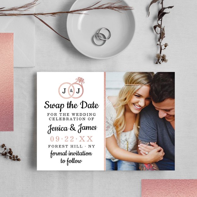 Chic Monogram Wedding Rings Rette oder tauscht das Save The Date (Von Creator hochgeladen)
